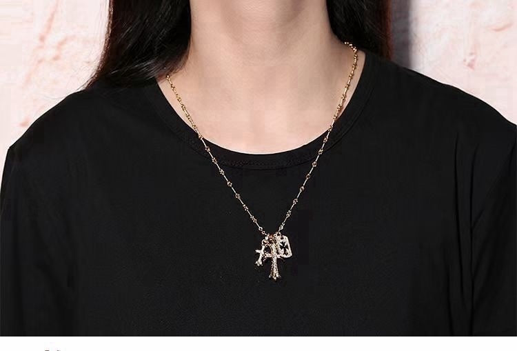Chrome Hearts | 22K Gold or Silver Cross & Diamond Pendant Necklace