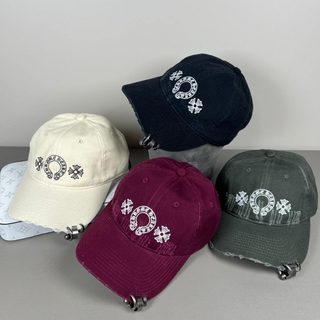 Chrome Hearts | Distressed Embroidered Horseshoe Cap | Multiple Colors