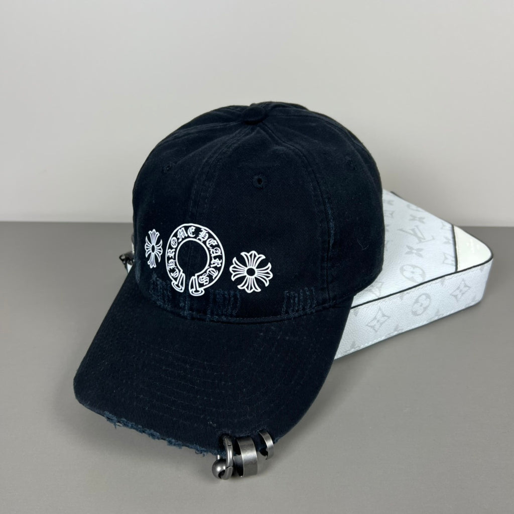 Chrome Hearts | Distressed Embroidered Horseshoe Cap | Multiple Colors