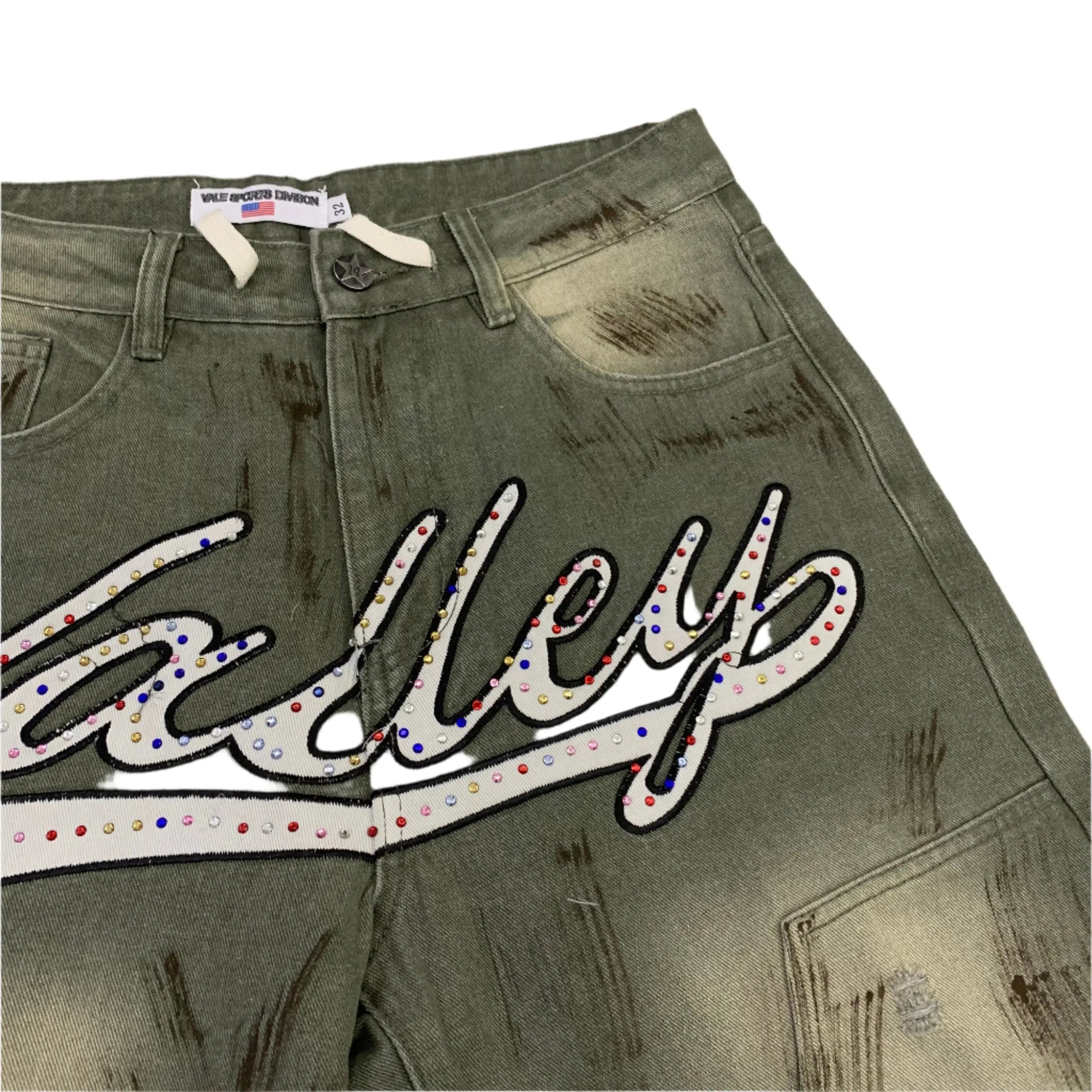 Valley | Embroidered Distressed Denim Shorts Valley