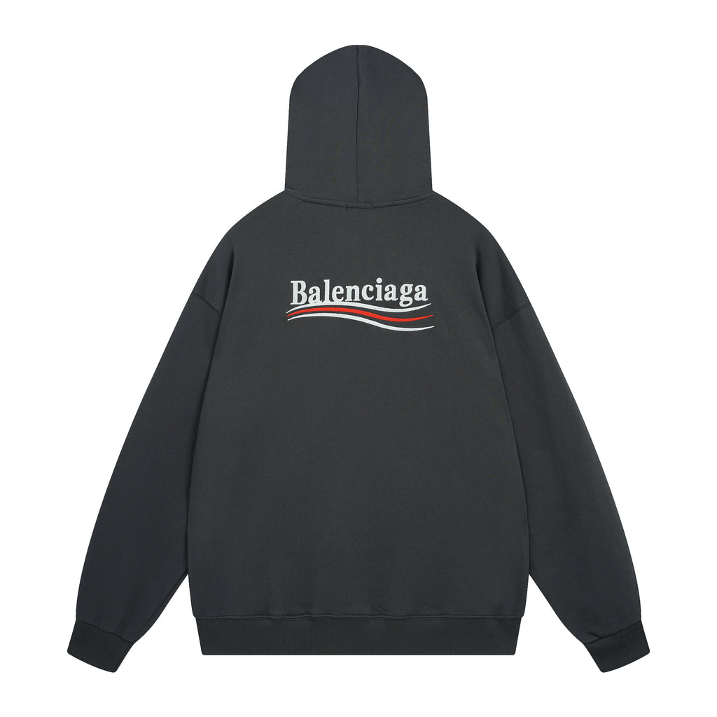 Balenciaga | Black Red Stripe Logo Hoodie