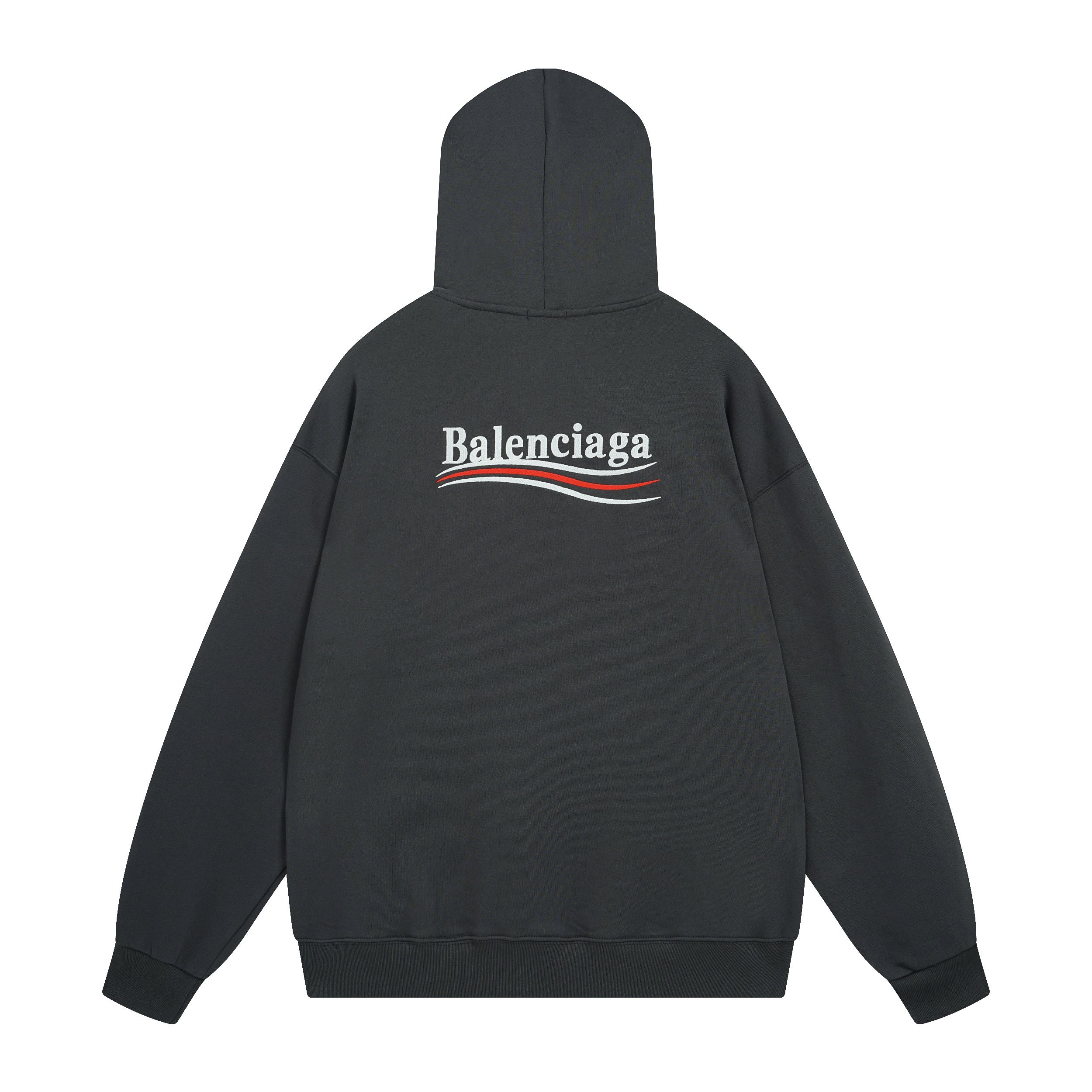 Balenciaga | Black Red Stripe Logo Hoodie