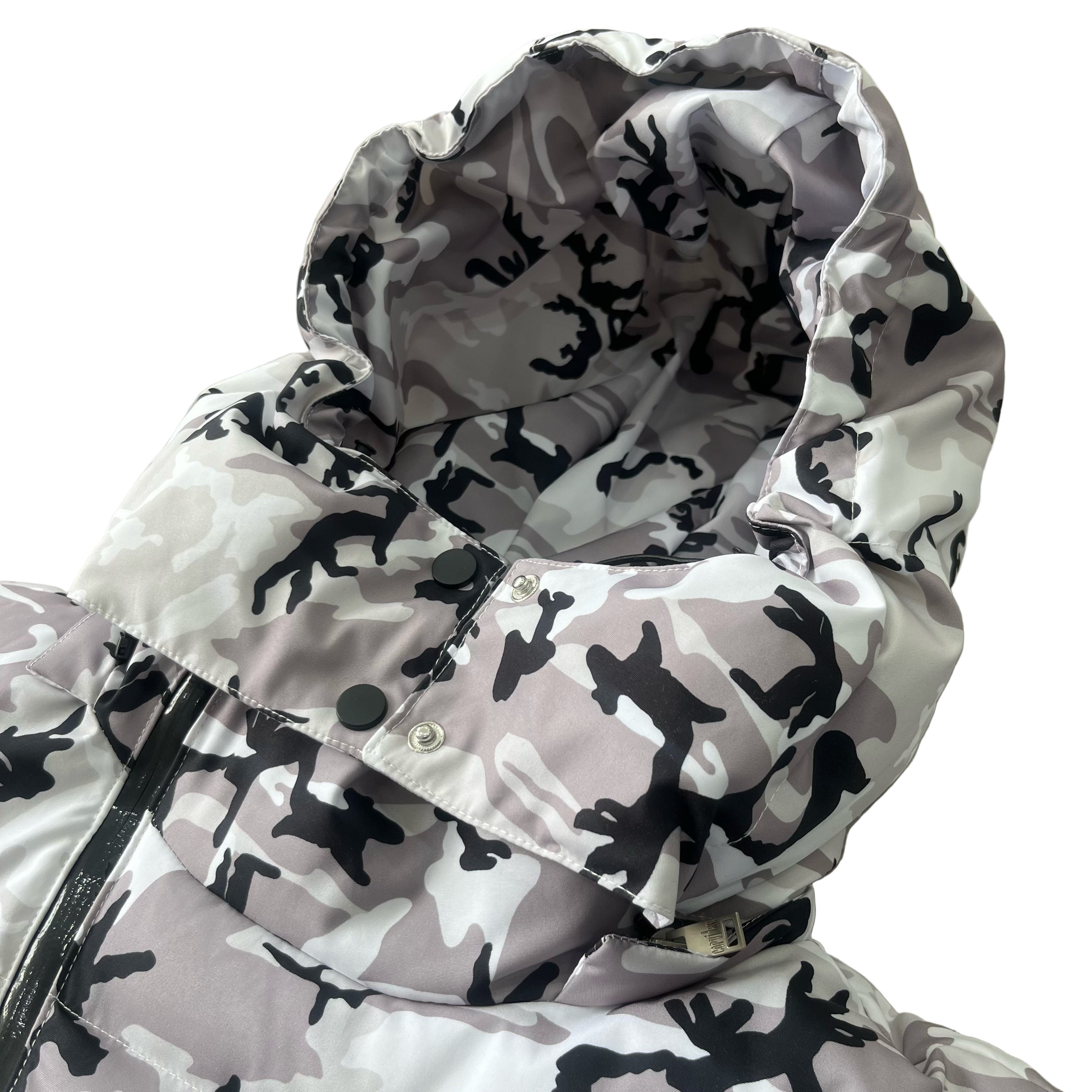 Corvidae Puffer Jacket | Black, White, Green Camo, Grey Camo