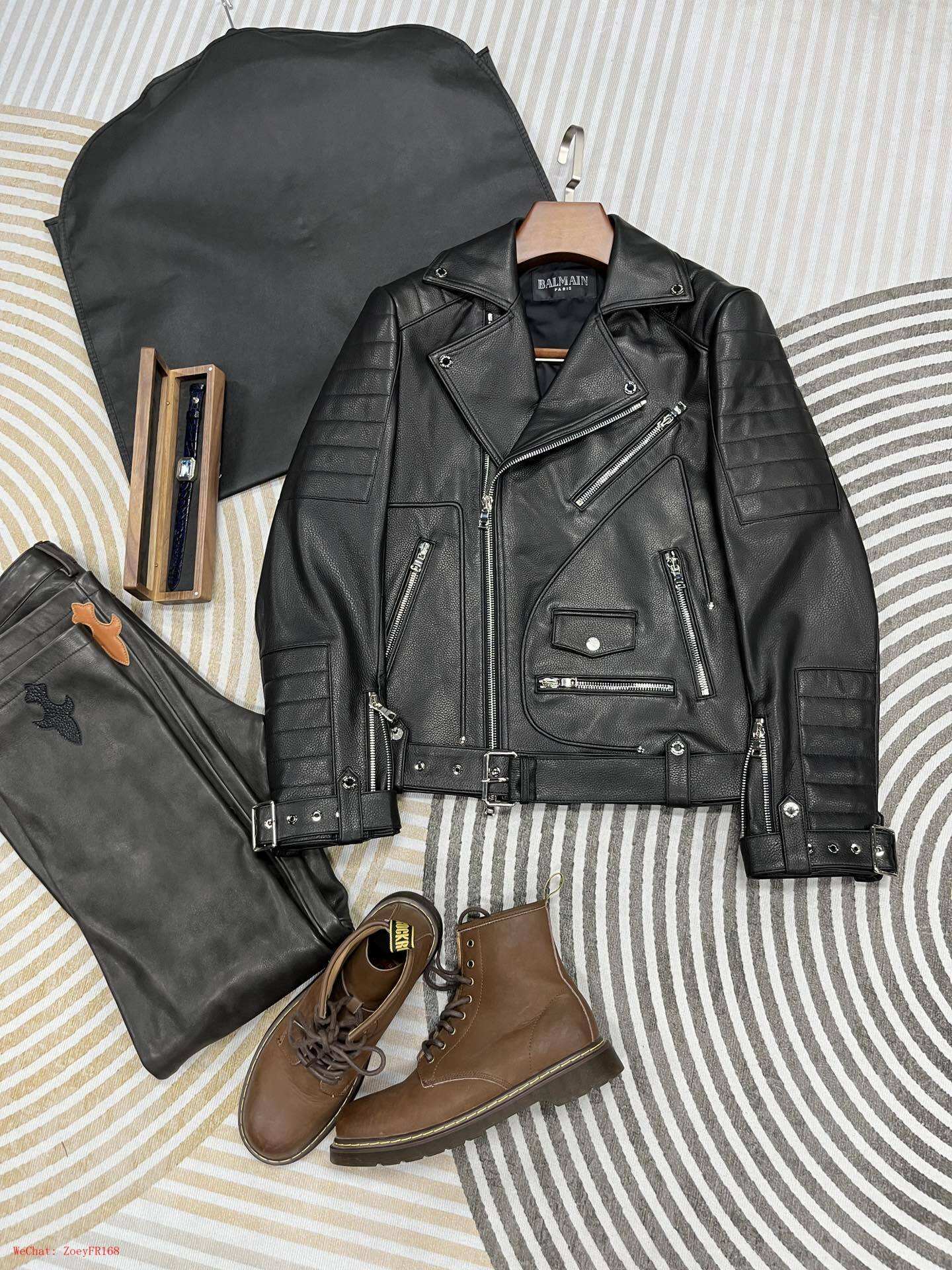 Balmain | Black Leather Biker Jacket Balmain