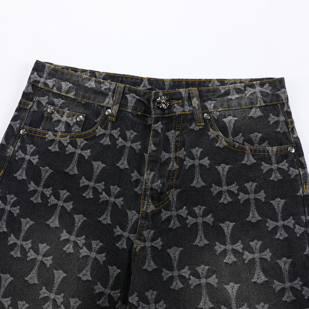 Chrome Hearts | Allover Jacquard Denim Jeans | Black