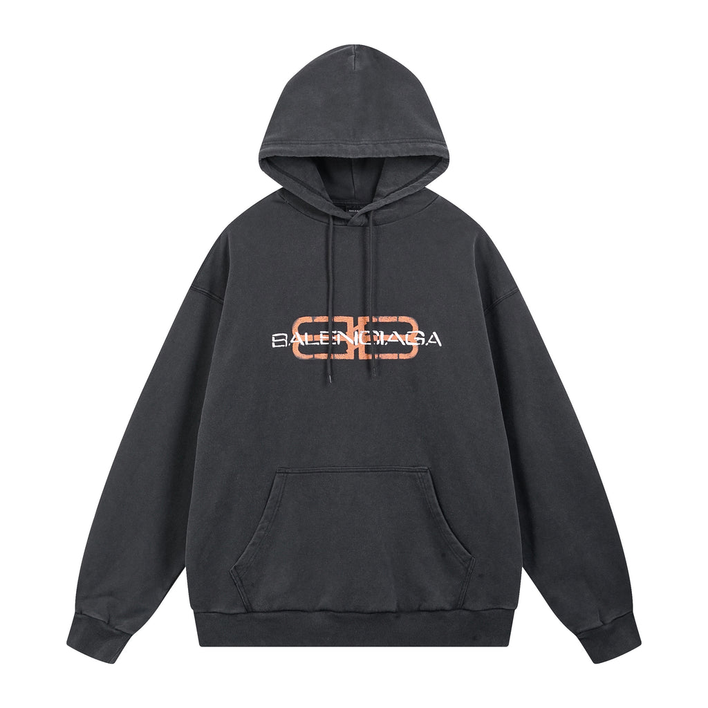 Balenciaga | Charcoal BB Distorted Logo Hoodie