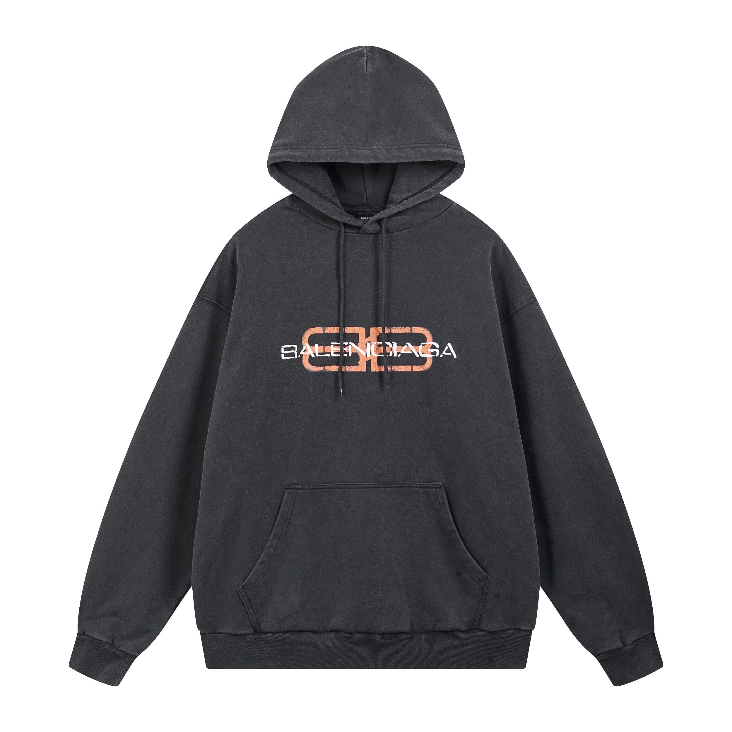 Balenciaga | Charcoal BB Distorted Logo Hoodie