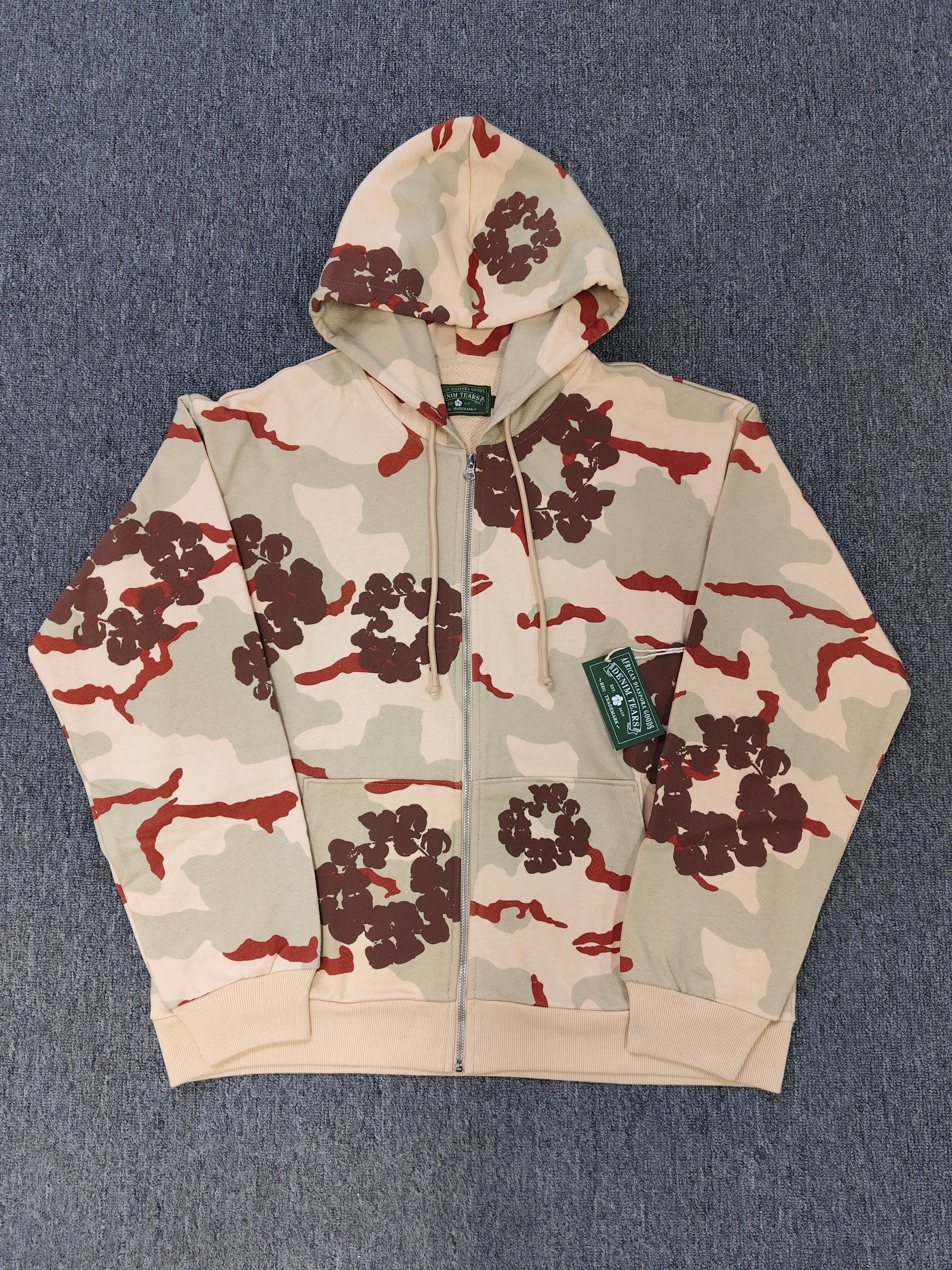 Denim Tears | Camo Floral Zip Hoodie | Blue, Grey, Beige Camo