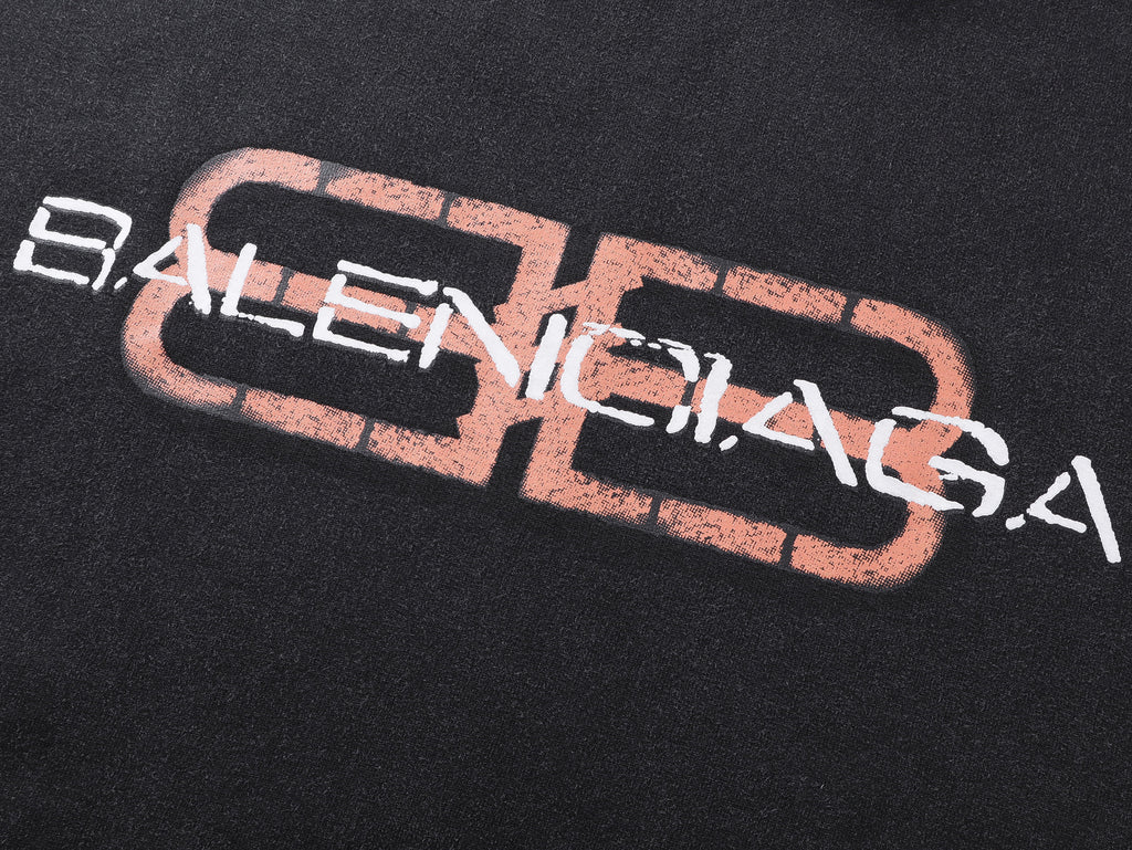 Balenciaga | Charcoal BB Distorted Logo Hoodie