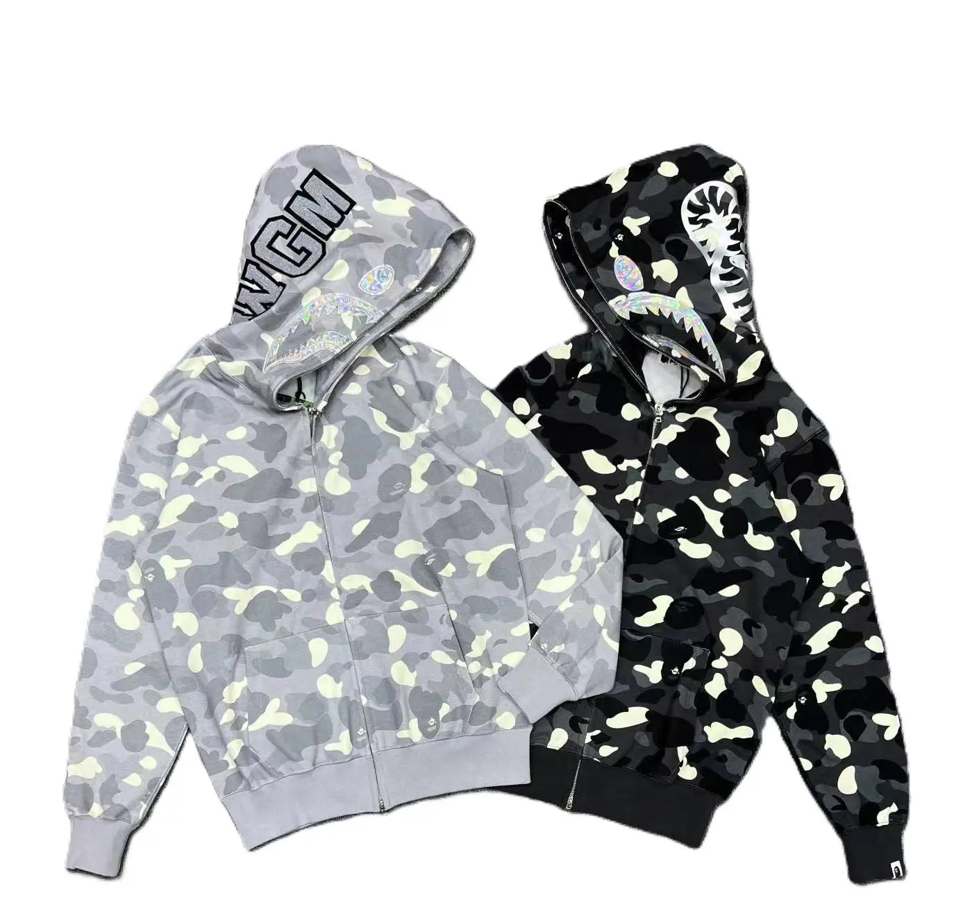 BAPE | Shark Full Zip Hoodie | Grey Camo & Black Camo Bape