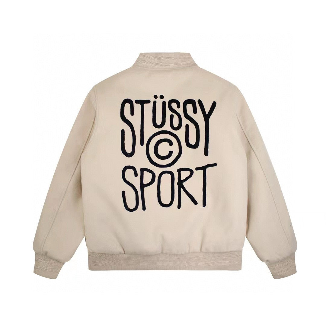 Stüssy | Sport Wool Varsity Jacket | Black, Blue, Beige