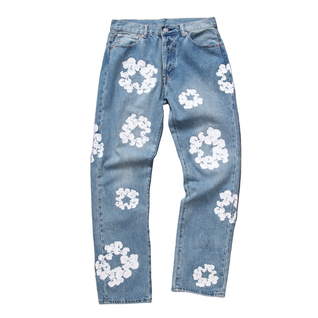 Denim Tears | Wreath Print Jeans | Black & Blue