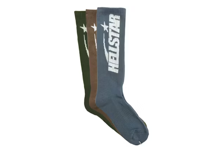 Hellstar | Logo Crew Socks 3-Pack | Camo, Earth Tones, Neon