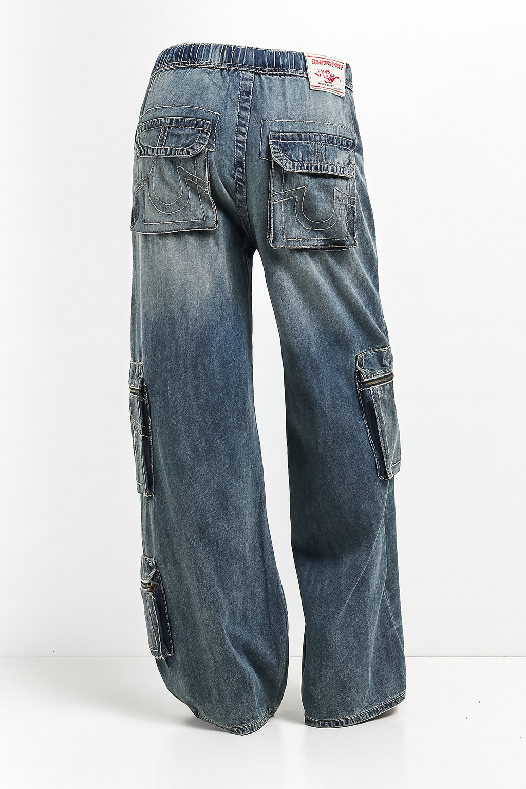 True Religion | Jessie Big T Cargo Jeans | Super Baggy Medium Wash
