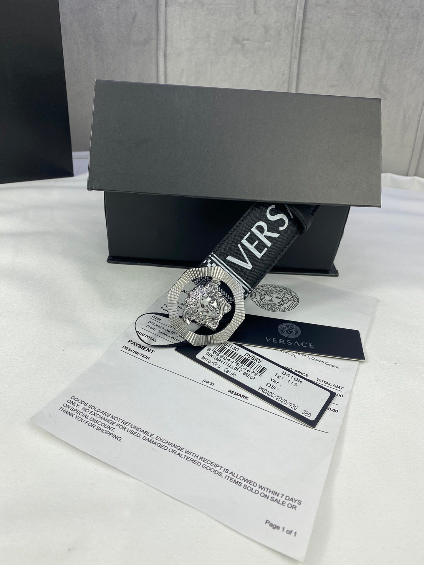 Versace | Letter Logo Leather Belt | Medusa Buckle in Black, Blue, or Red