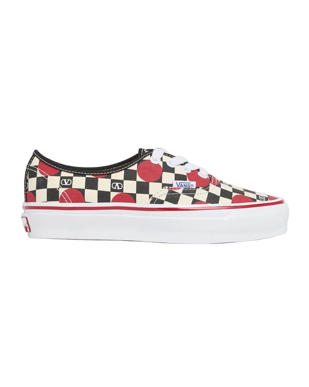 Vans sneaker with checkered pattern on a white background